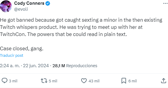 Acusación de Cody Conners