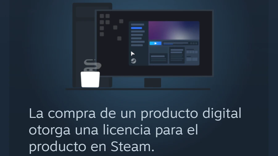 La compra de un producto digital otorga una licencia para el producto en Steam.<br>